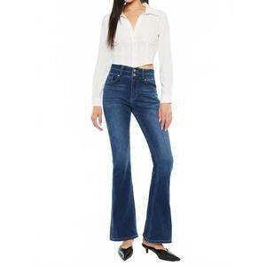 NEW KANCAN petite high rise skinny bootcut jeans in medium wash